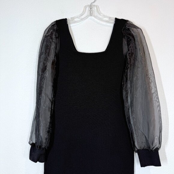 House of Harlow Black Long Sleeve Knit Dress Fitted Cocktail XS - Picture 6 of 12